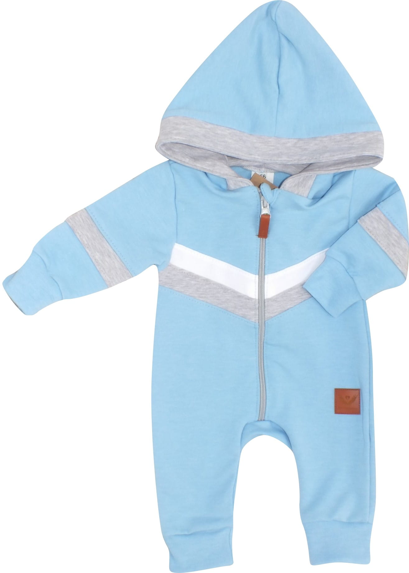 Z&Z Bavlněný kojenecký overal na zip s pruhy SPORT - modrý vel.  62 Z&Z