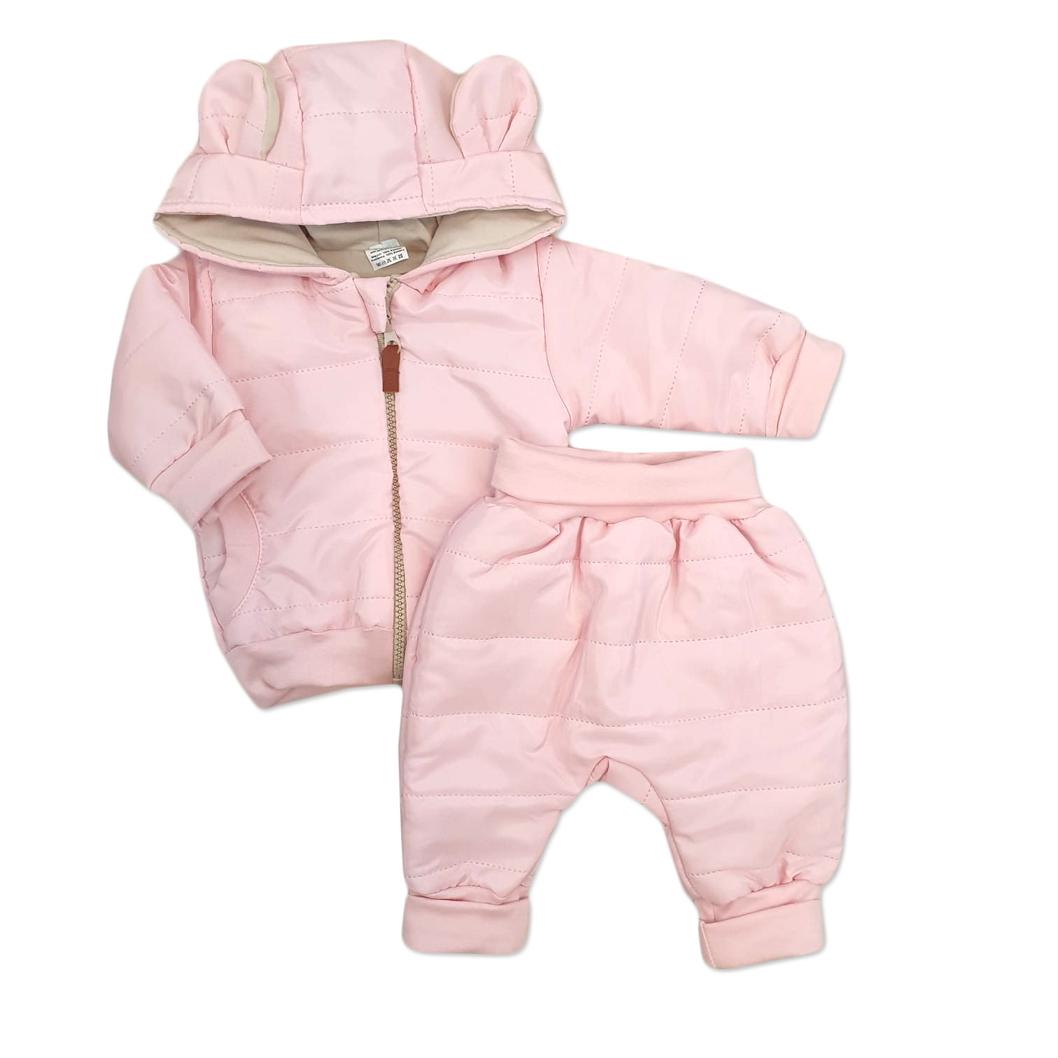 Z&Z Stylová prošívaná bunda s kapucí + kalhoty - růžová Z&Z