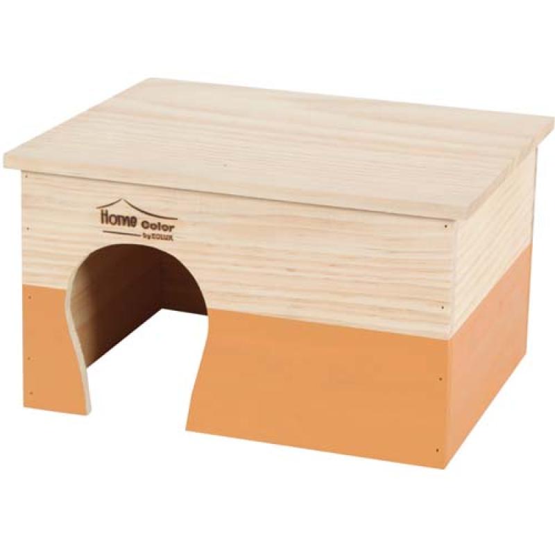 Zolux Obdélníkový dřevěný domeček pro hlodavce XL oranžový350x280x200mm Zolux