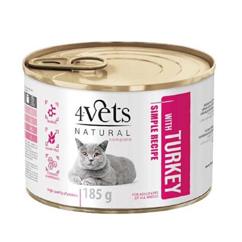 4vets NATURAL SIMPLE RECIPE s krůtí 185g konzerva pro kočky 4vets