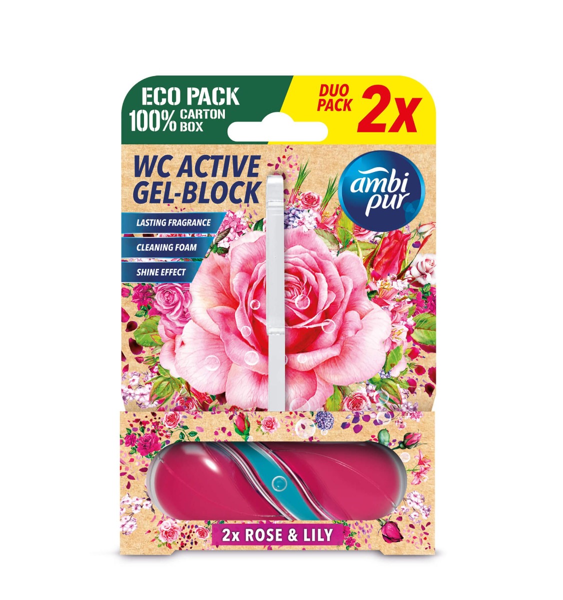 Ambi Pur WC Active gel-blok růže & lilie 2x45 g Ambi Pur
