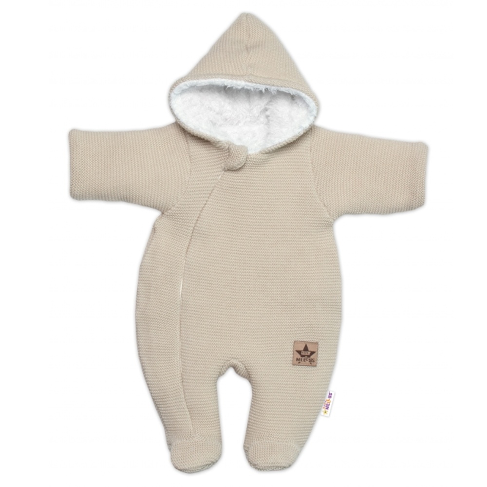 Baby Nellys Zimní pletená kombinézka/overálek s kapucí