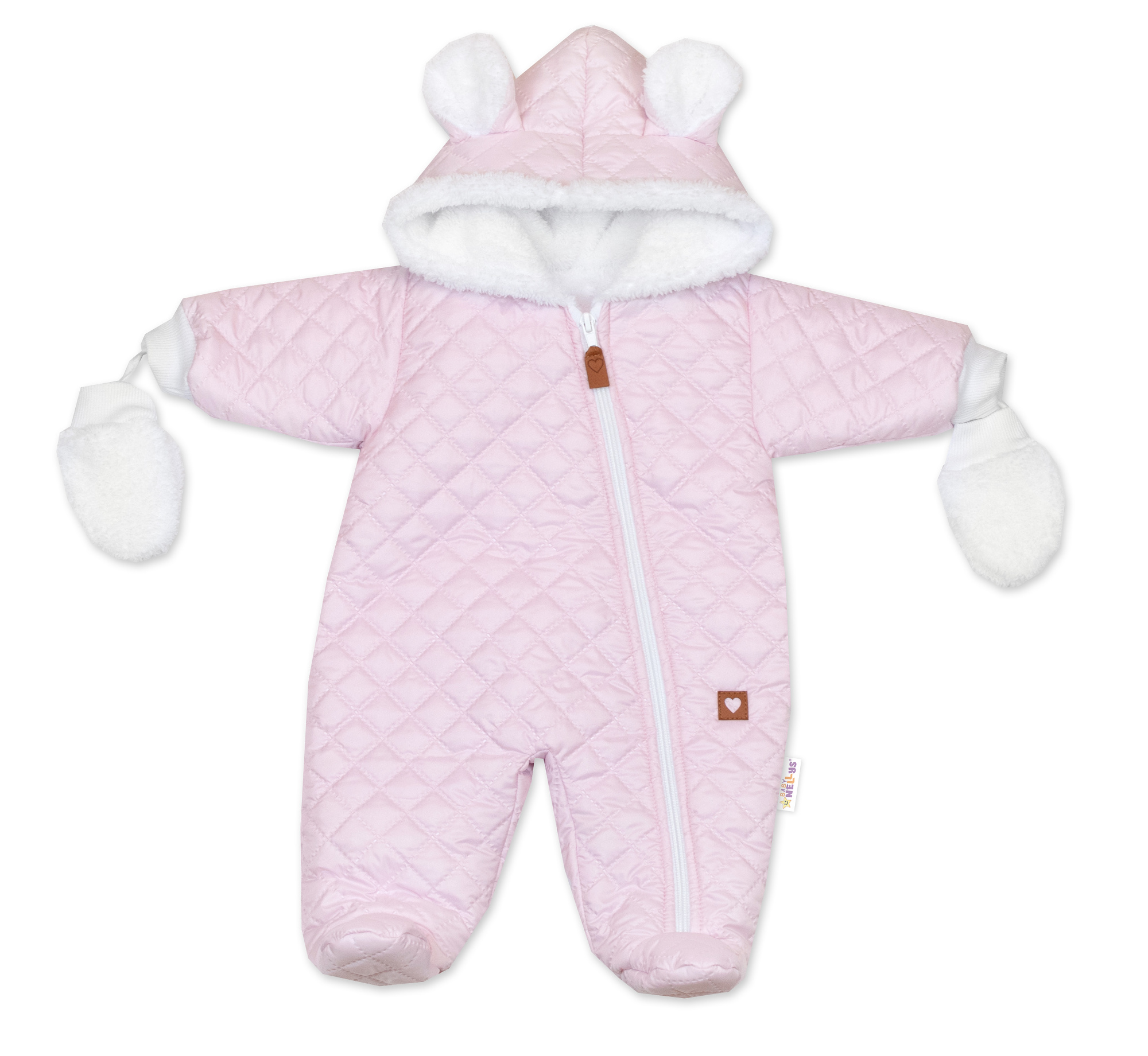 Baby Nellys Zimní prošívaná kombinéza s chlupáčkovou podšívkou + rukavičky