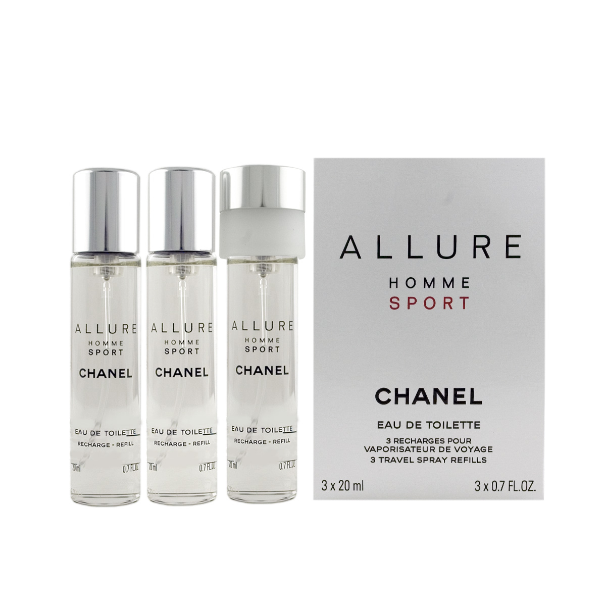 Chanel Allure Homme Sport EDT náplň 2 x 20 ml + EDT náplň s rozprašovačem 20 ml M čem 20 ml M CHANEL