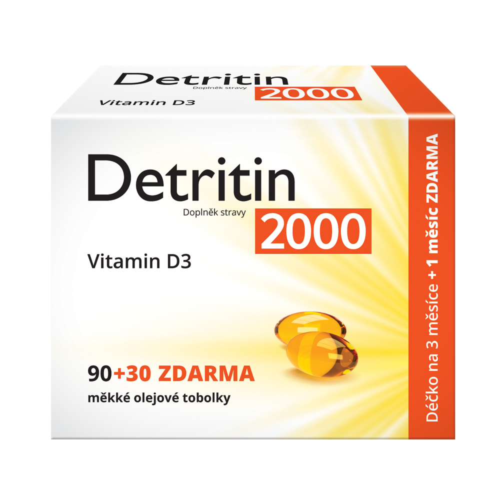 Detritin Vitamin D3 2000 IU 90+30 měkkých tobolek Detritin