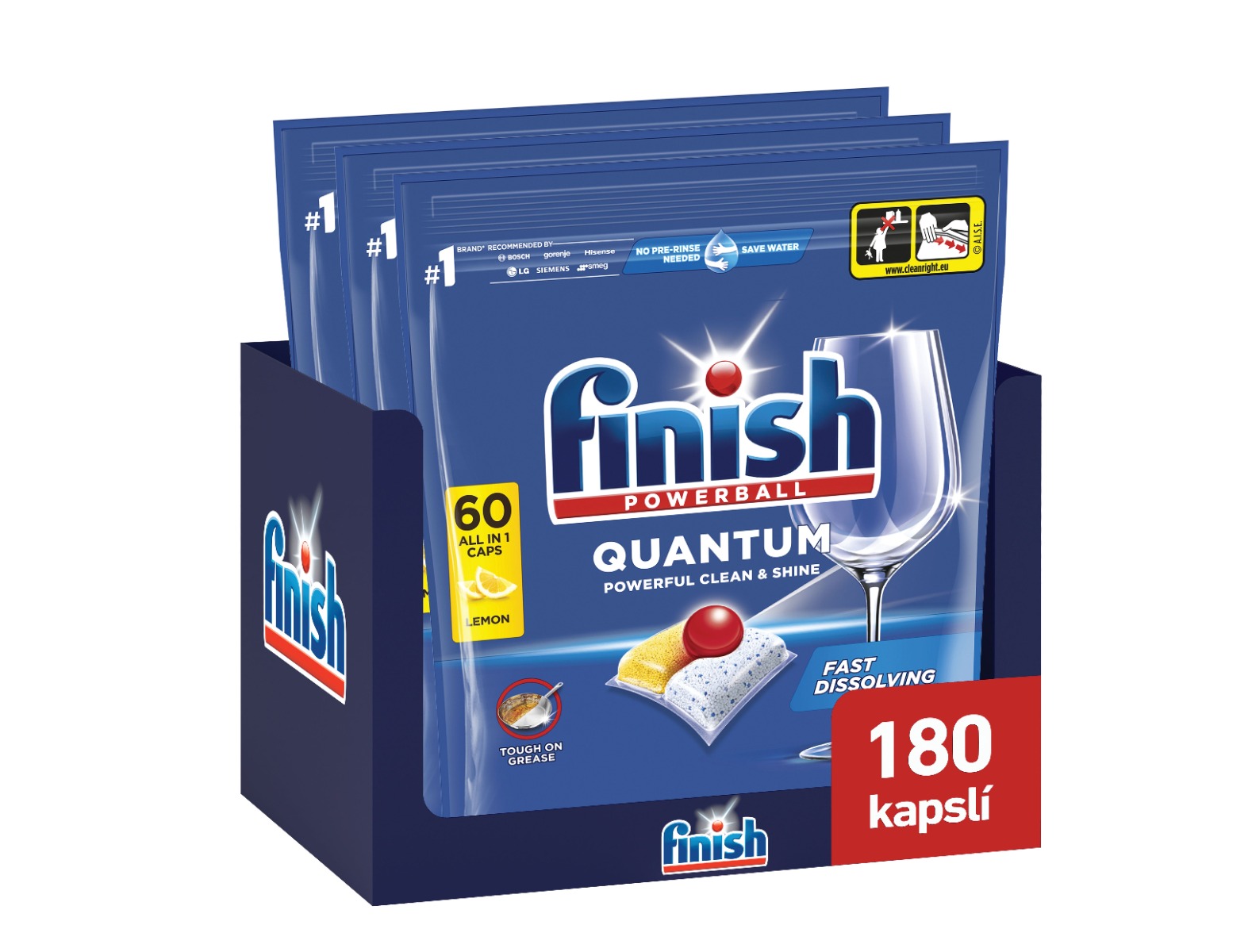 Finish Quantum All in 1 Lemon kapsle do myčky 180 ks Finish