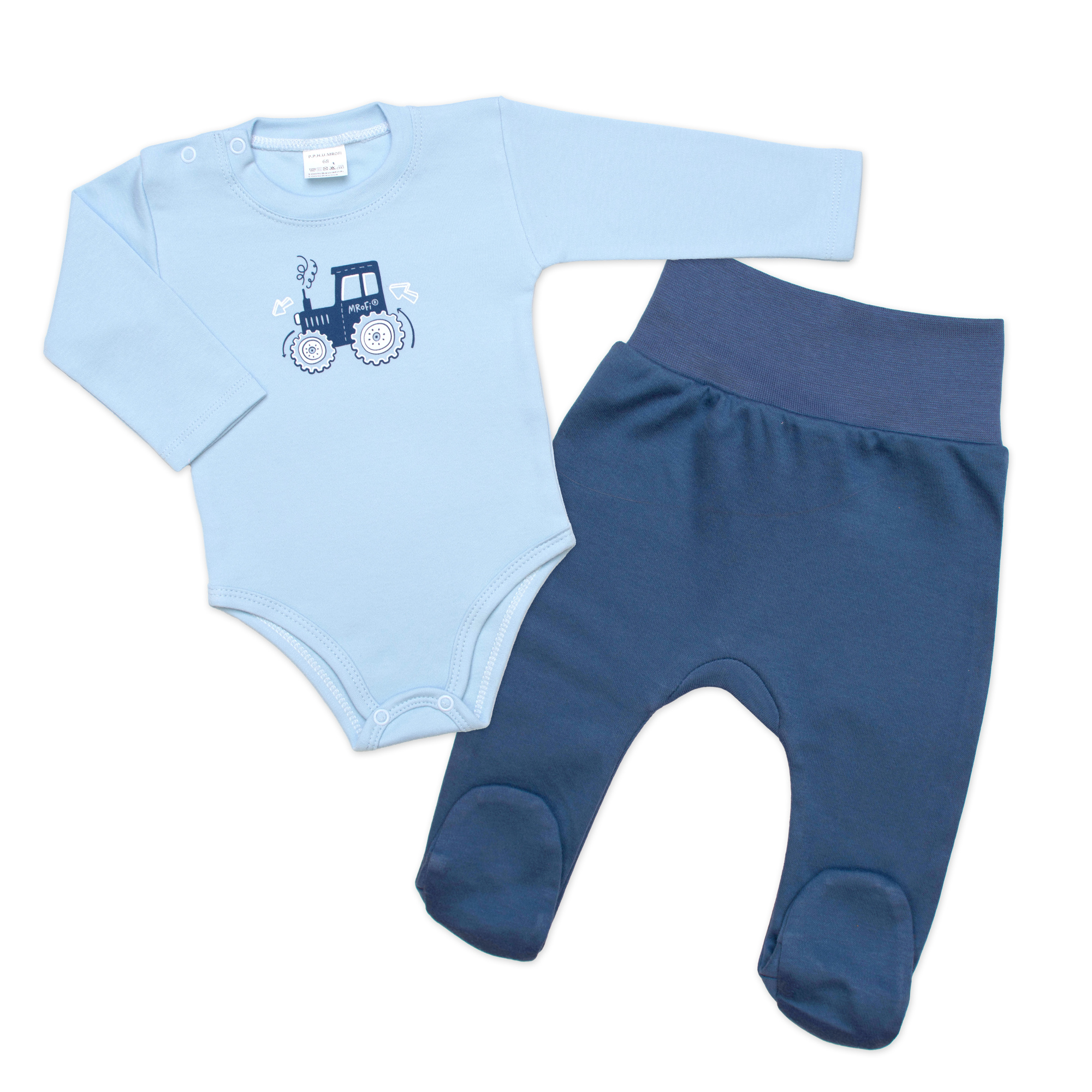 Kojenecké body dl. rukáv + polodupačky Traktor 2D