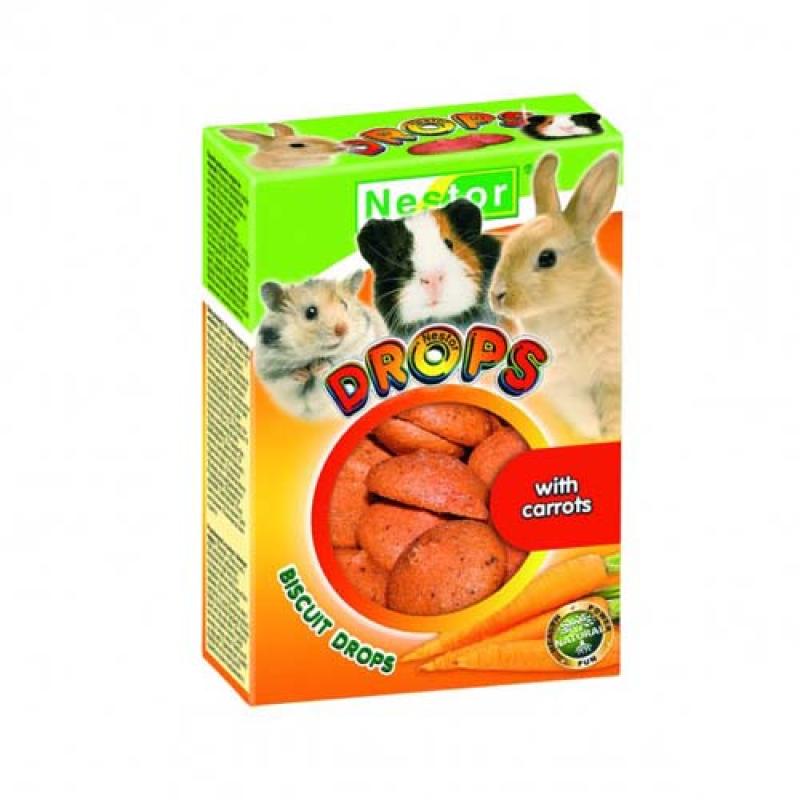 Nestor BISCUIT DROPS 35g piškoty pro hlodavce s mrkví Nestor