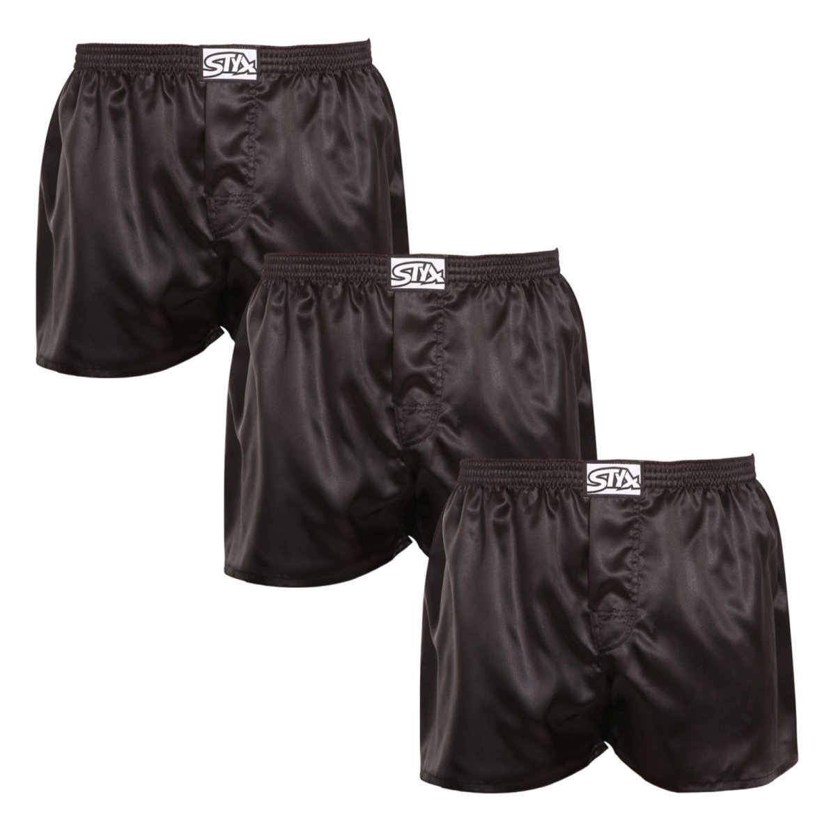 Styx 3PACK pánské trenky klasická guma saténové černé (3C0960) XXL Styx