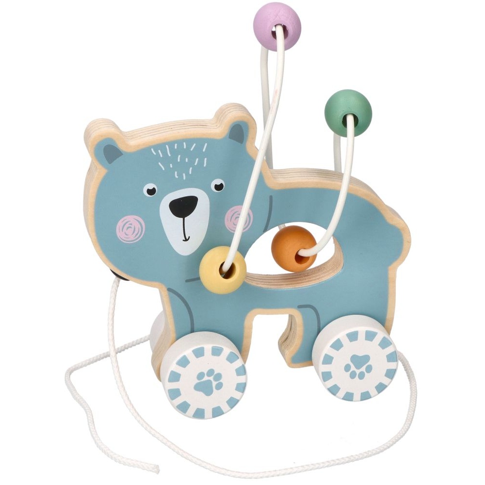 Adam Toys Edukační dřevěná hračka tahací s labyrintem - Medvídek Adam Toys