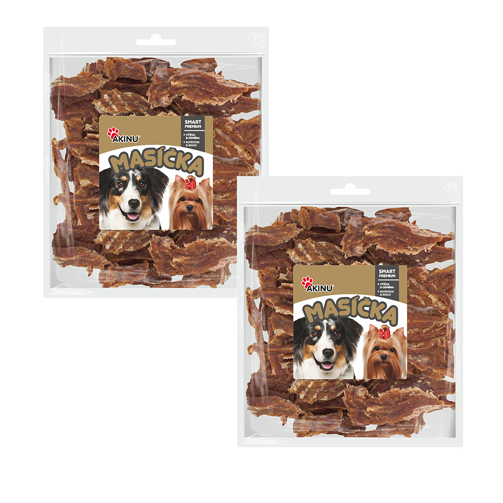 Akinu MASÍČKA Hovězí stripsy pamlsek pro psy 2 x 300 g Akinu