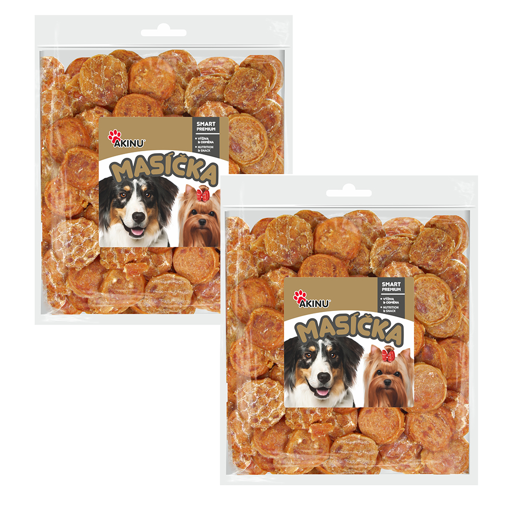 Akinu MASÍČKA Kuřecí chipsy pamlsek pro psy 2 x 300 g Akinu