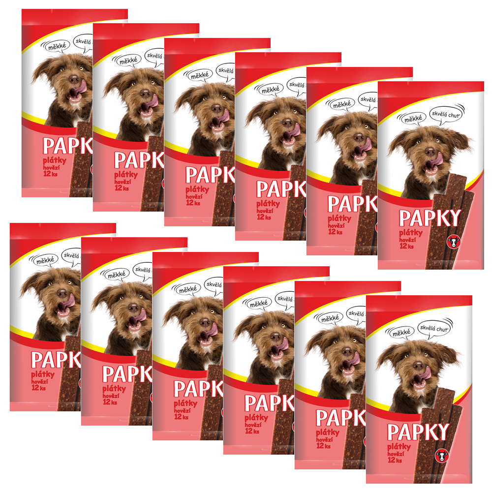 Akinu PAPKY Hovězí plátky pamlsek pro psy 12 x 12 ks Akinu