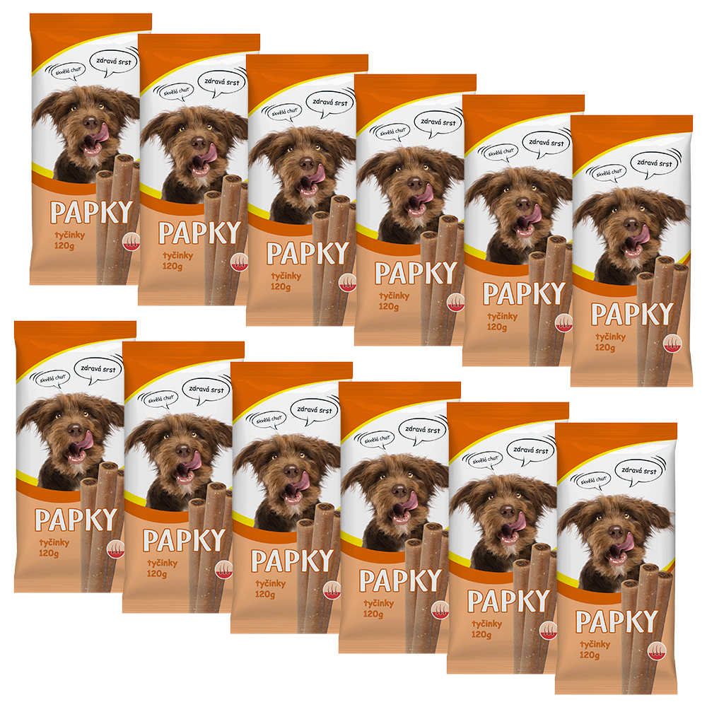 Akinu PAPKY Tyčinky pamlsek pro psy na srst a kůži 12 x 120 g Akinu