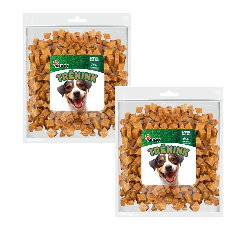 Akinu Trénink Lososové kostky pamlsek pro psy 2 x 400 g Akinu