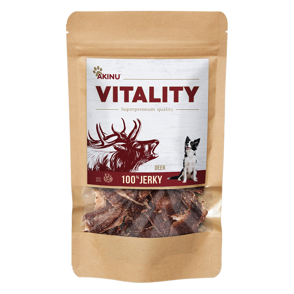 Akinu VITALITY Jerky jelen pamlsek pro psy 50 g Akinu