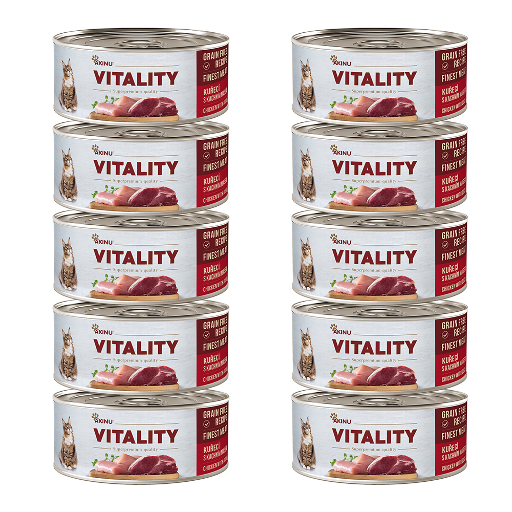 Akinu VITALITY Kuřecí & kachní maso konzerva pro kočky 10 x 70 g Akinu