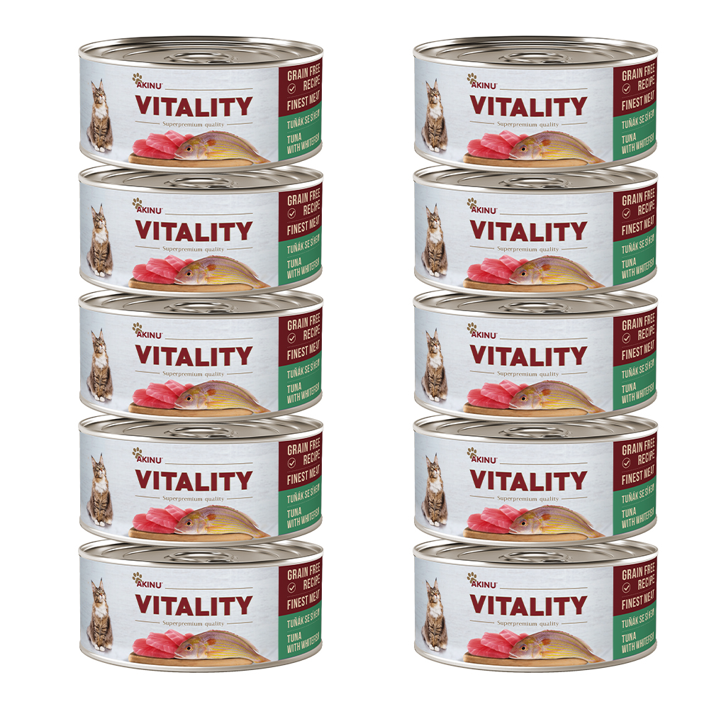 Akinu VITALITY Tuňák & síh konzerva pro kočky 10 x 70 g Akinu