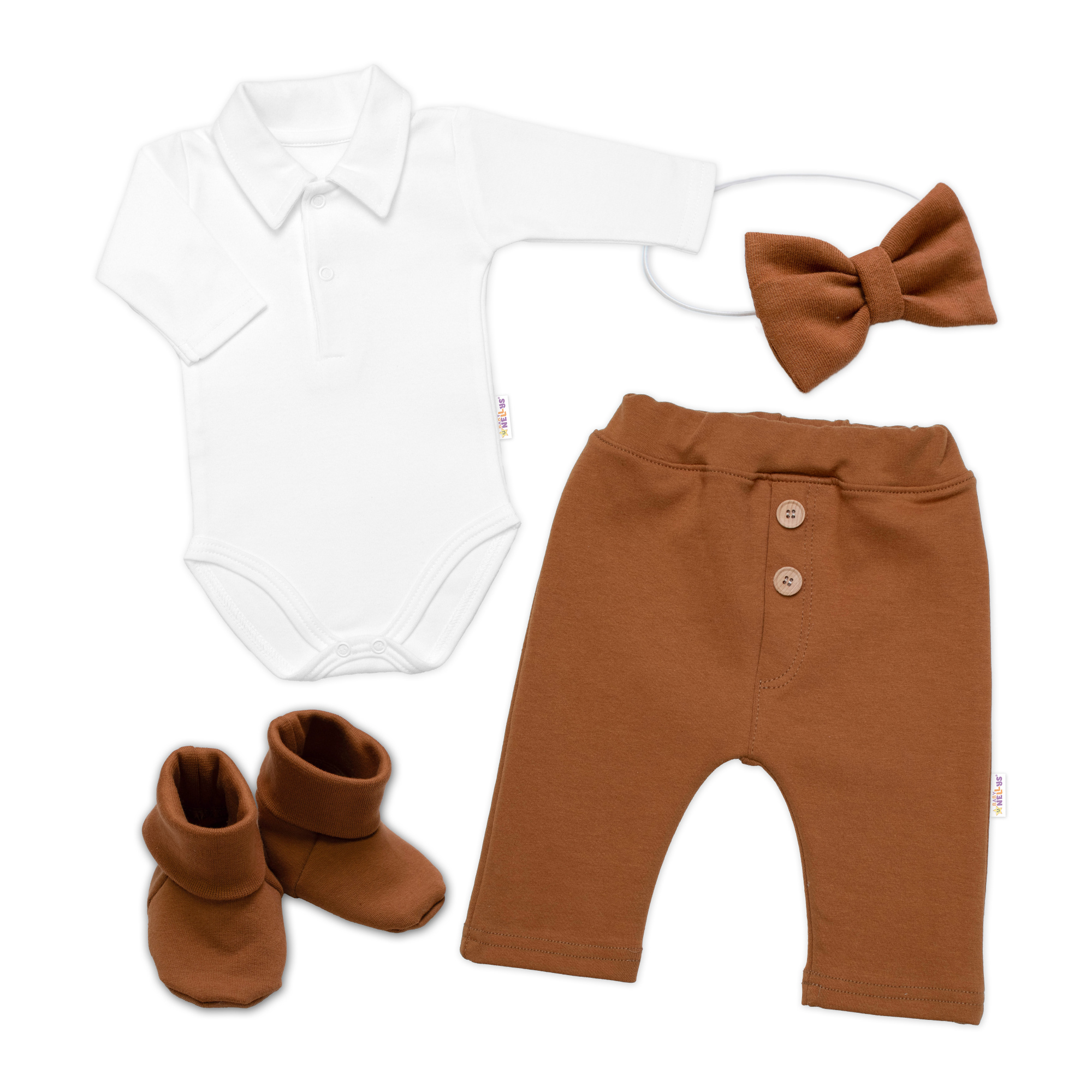 Baby Nellys 4D sada pro chlapečky Baby Elegán - karamelová Baby Nellys