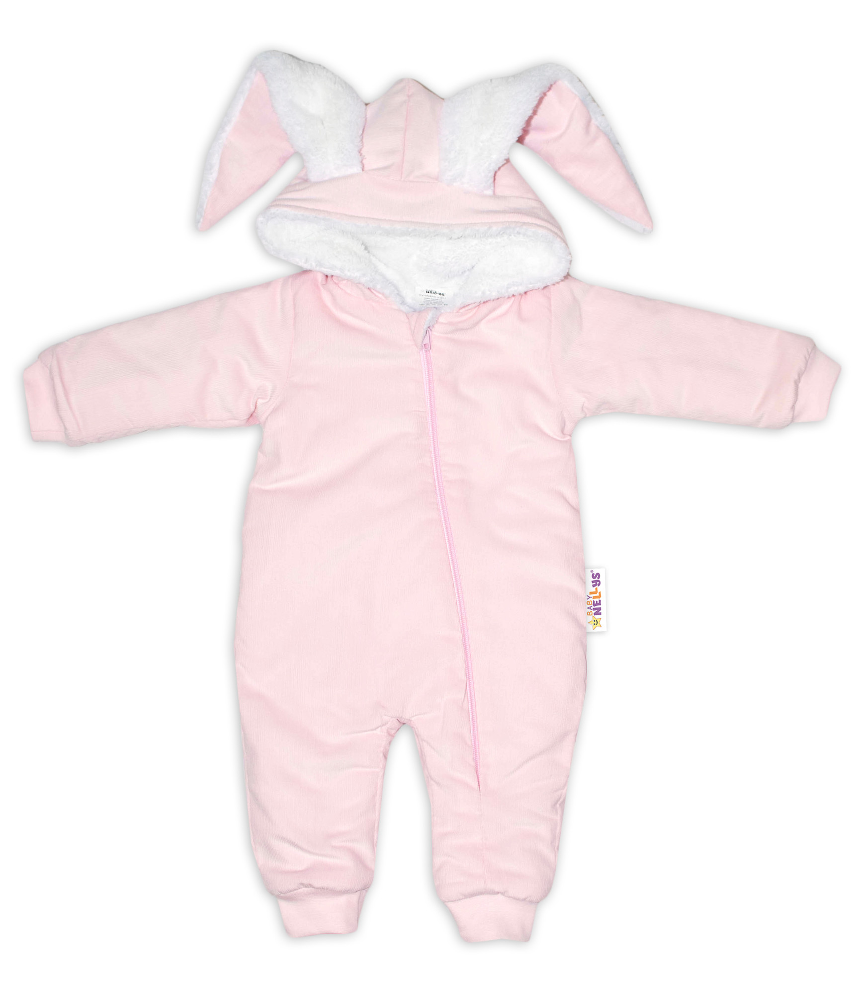 Baby Nellys Manšestrová kombinézka/overálek s kožíškem Cute Bunny - růžová vel.  68/74 Baby Nellys