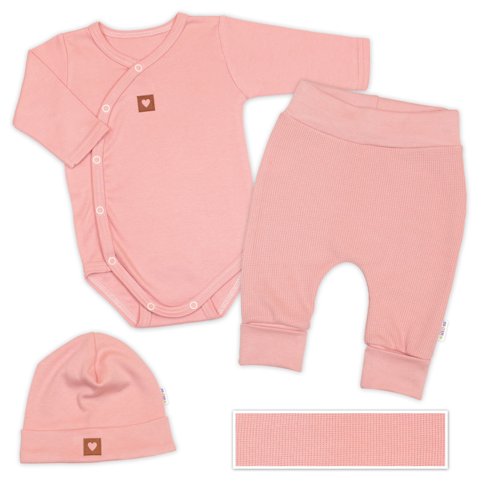 Baby Nellys Rostoucí 3dílná sada pro miminko Nature - korálová