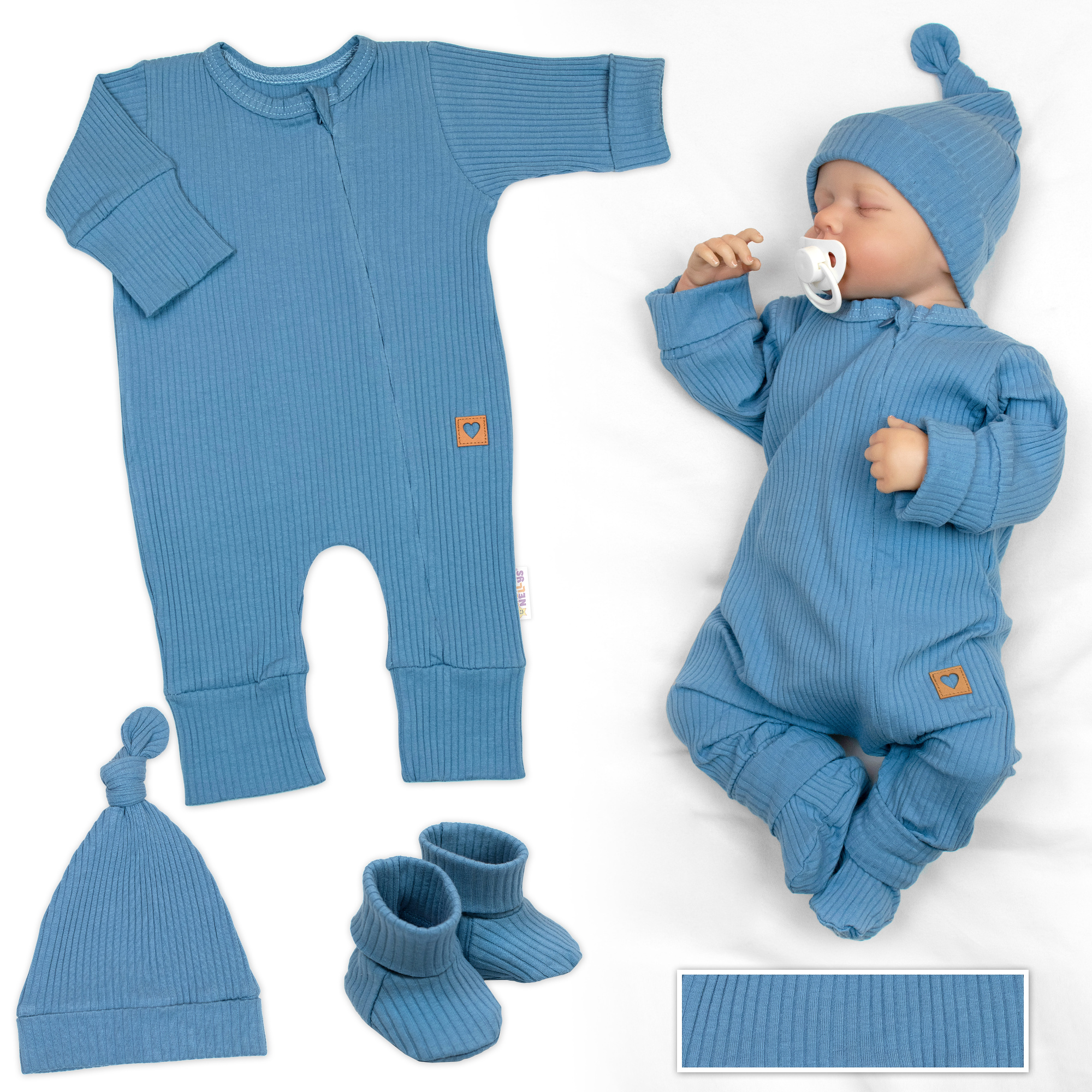 Baby Nellys Rostoucí žebrovaný overálek