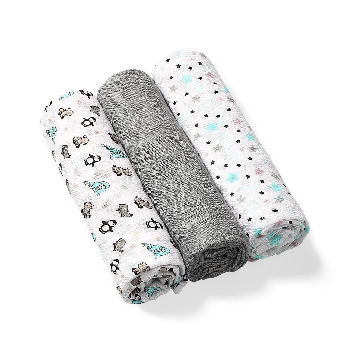 Babyono Bambusové dětské plenky 3 ks - šedá Babyono