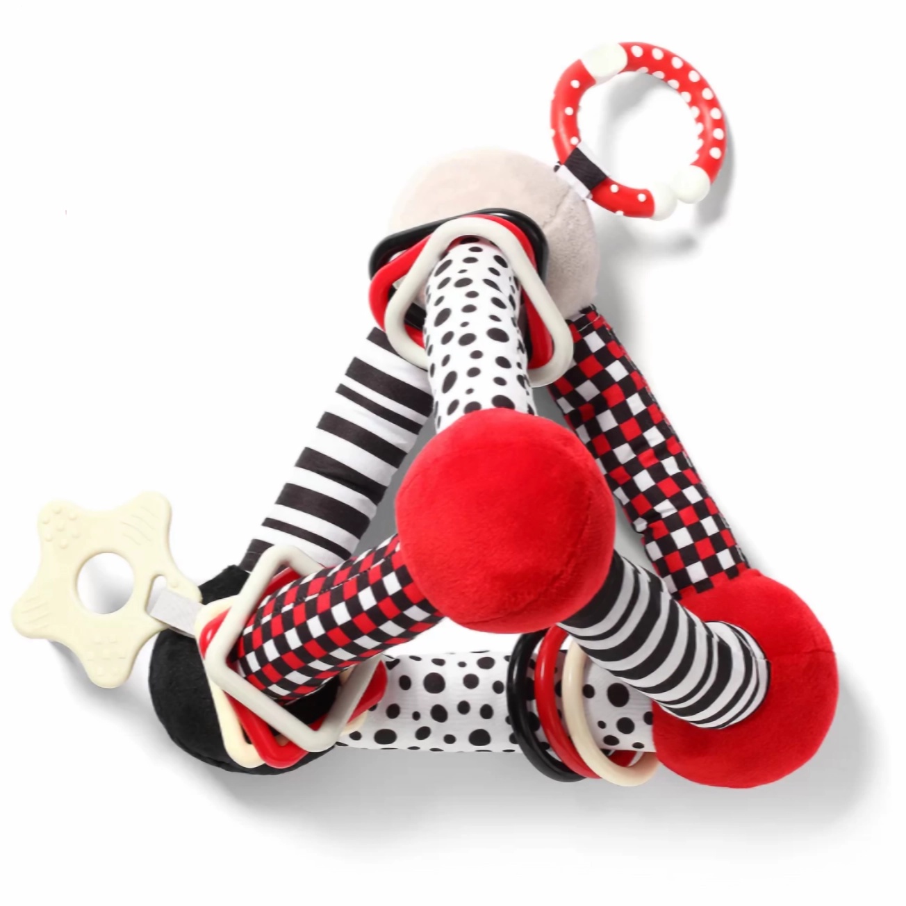 Babyono Plyšová edukační hračka Tiny Yoga Triangle C - More Collection - černá/červená