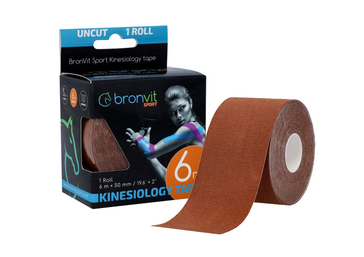 BronVit Sport Kinesio Tape classic 5 cm x 6 m tejpovací páska tmavě hnědá BronVit Sport