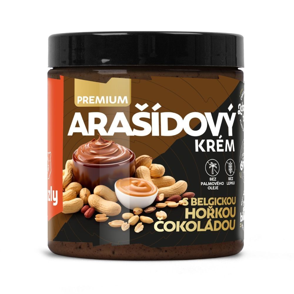 Grizly Arašídový krém s belgickou čokoládou premium 250 g Grizly