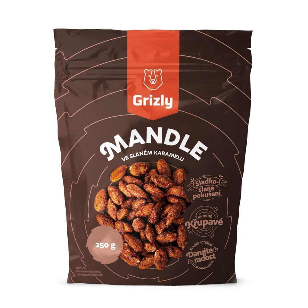Grizly Mandle ve slaném karamelu 250 g Grizly