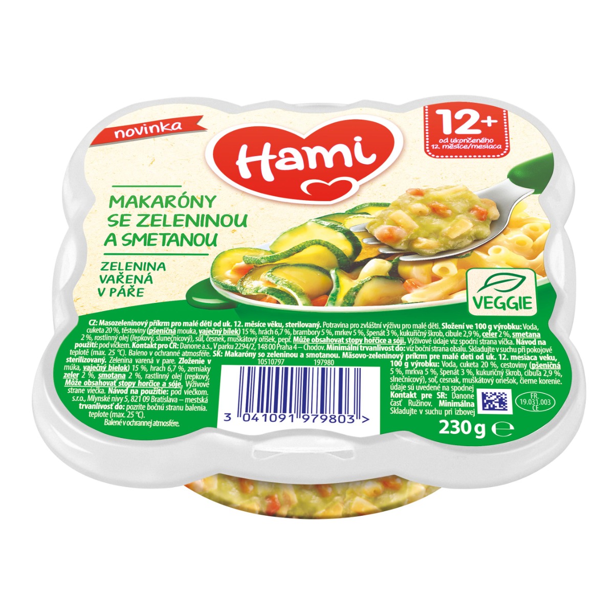 Hami Makaróny se zeleninou a smetanou 12m+ 230 g Hami
