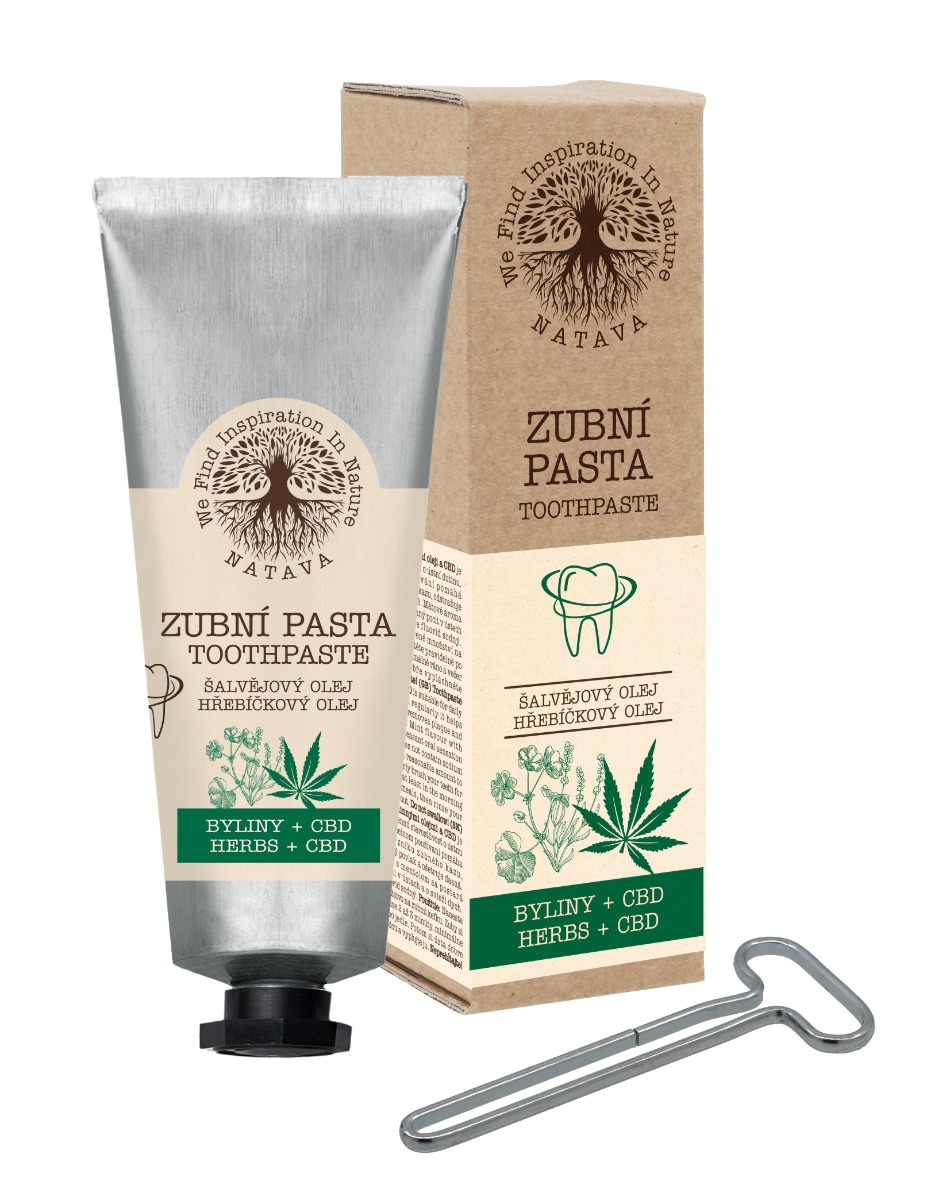 Natava Zubní pasta Byliny + CBD s vytlačovačem tuby 80 g Natava