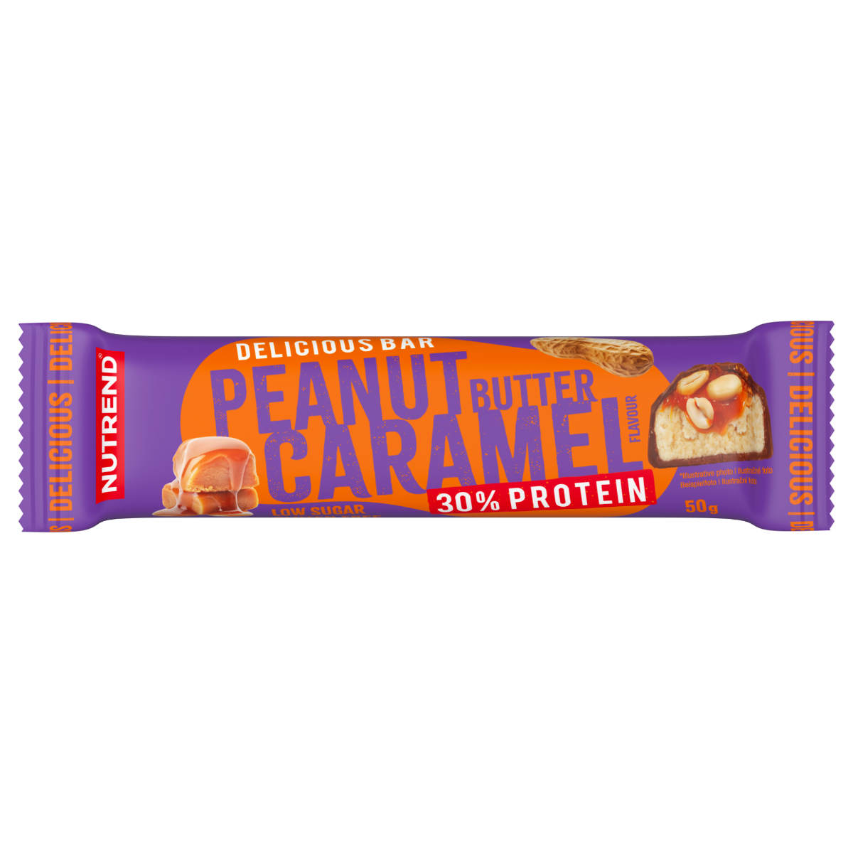 Nutrend DELICIOUS BAR arašídové máslo + karamel tyčinka 50 g Nutrend