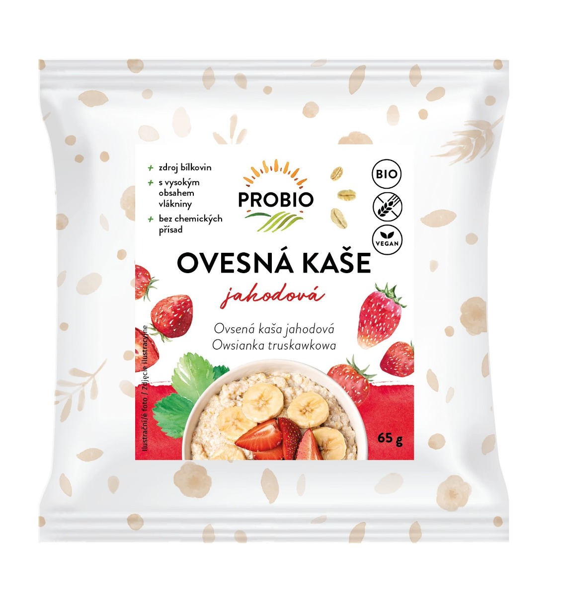 PROBIO Kaše ovesná jahodová bezlepková BIO 65 g PROBIO