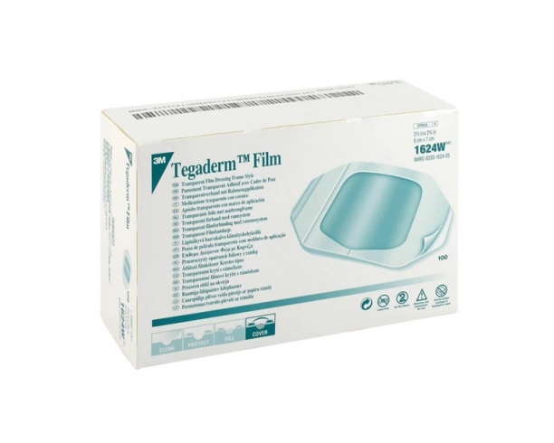 3M Tegaderm Krycí fólie s rámečkem 1624 W 6 x 7 cm 100 ks transparentní 3M