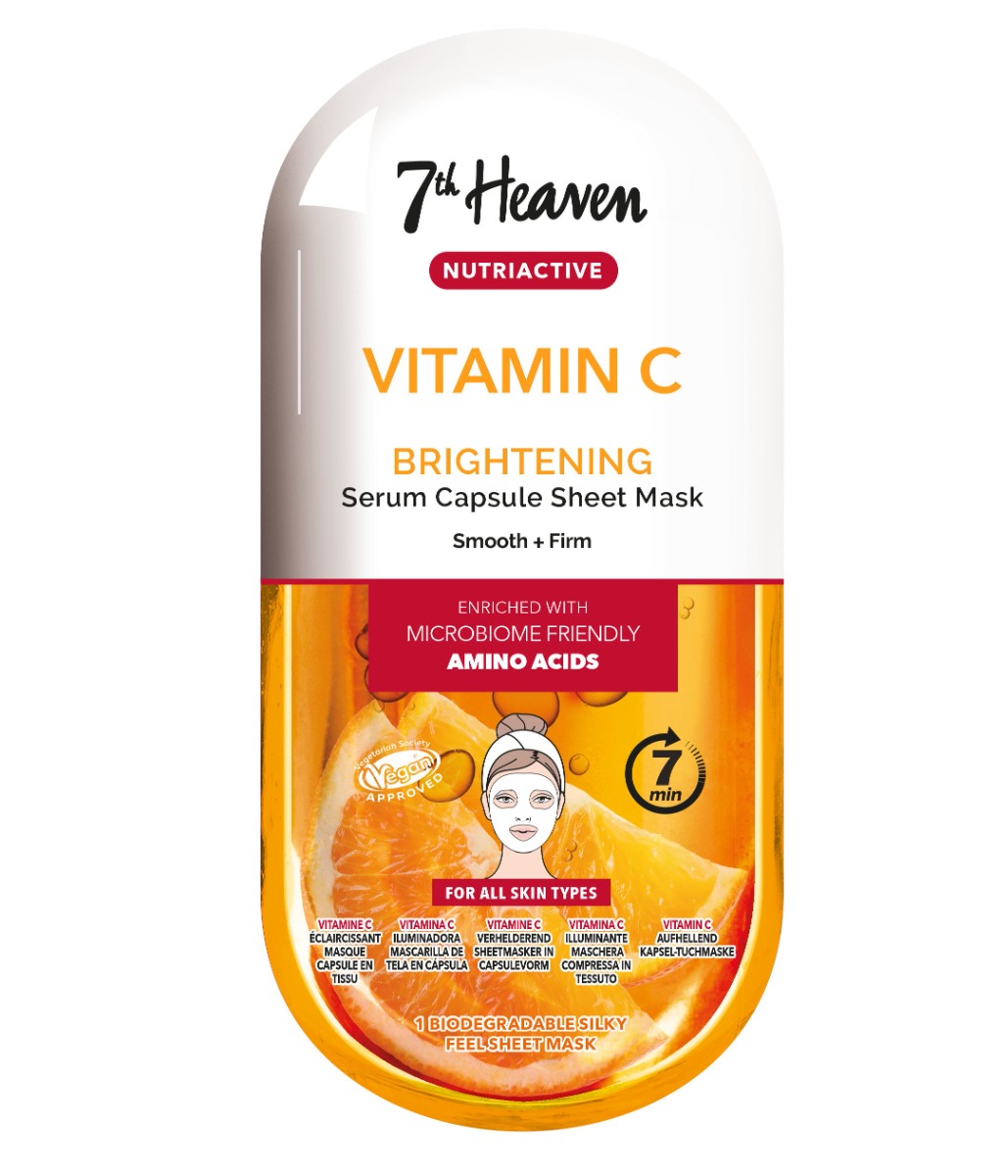 7th Heaven Nutriactive VITAMIN C ubrousková rozjasňující pleťová maska 20 g 7th Heaven