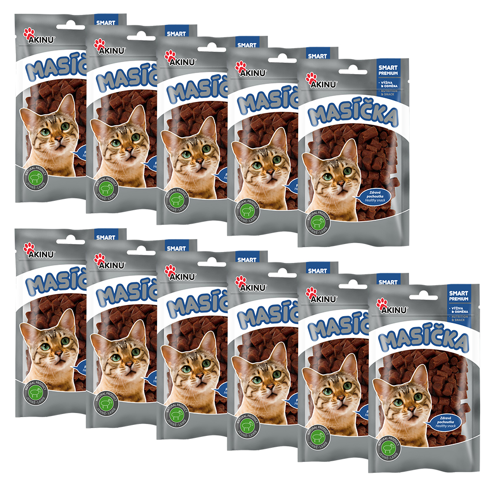 Akinu MASÍČKA Jehněčí kousky pamlsek pro kočky 11 x 50 g Akinu