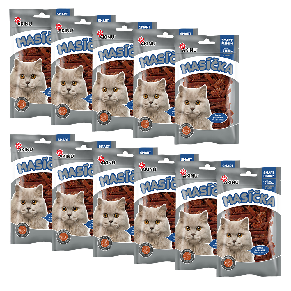 Akinu MASÍČKA Kachní nudličky pamlsek pro kočky 11 x 50 g Akinu
