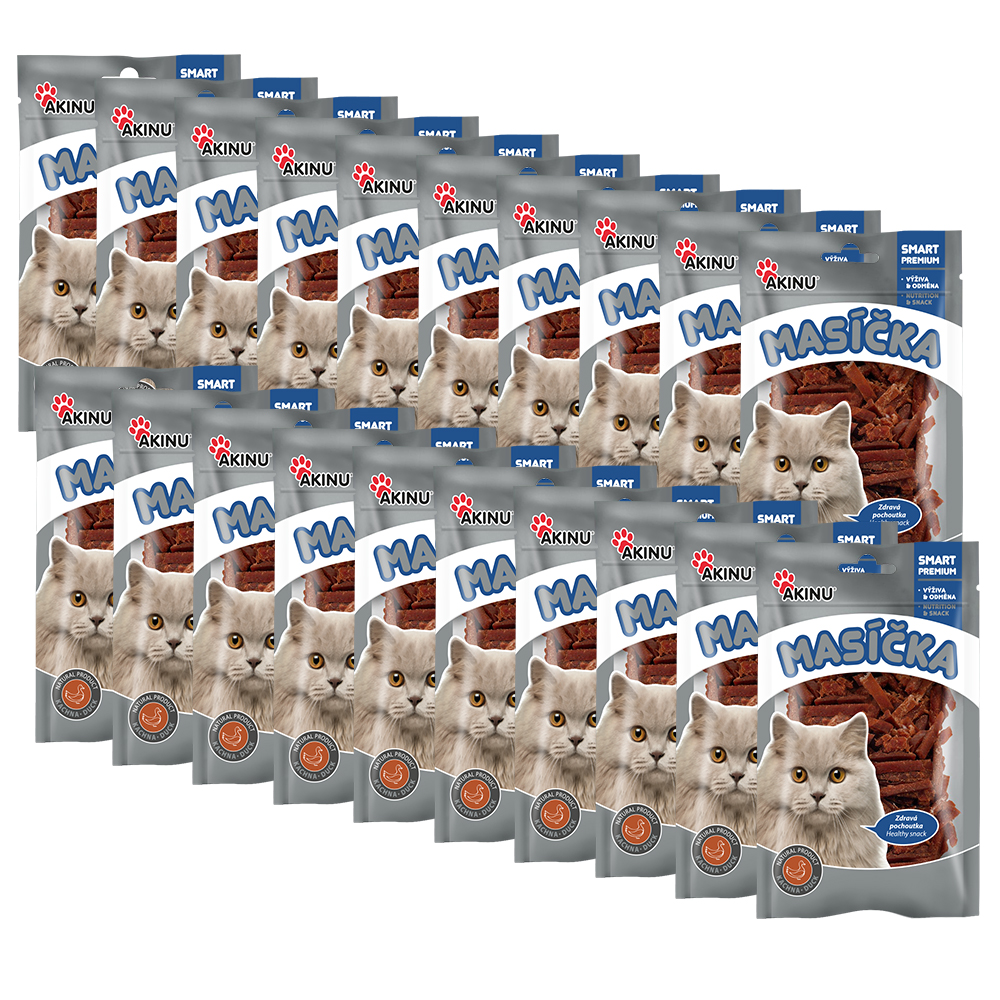 Akinu MASÍČKA Kachní nudličky pamlsek pro kočky 20 x 50 g Akinu