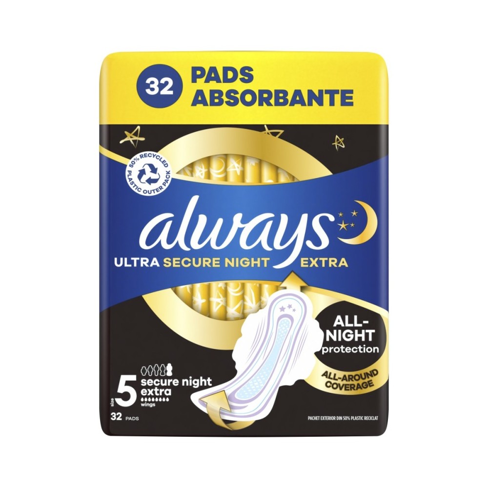 Always Ultra Secure Night Extra hygienické vložky 32 ks Always