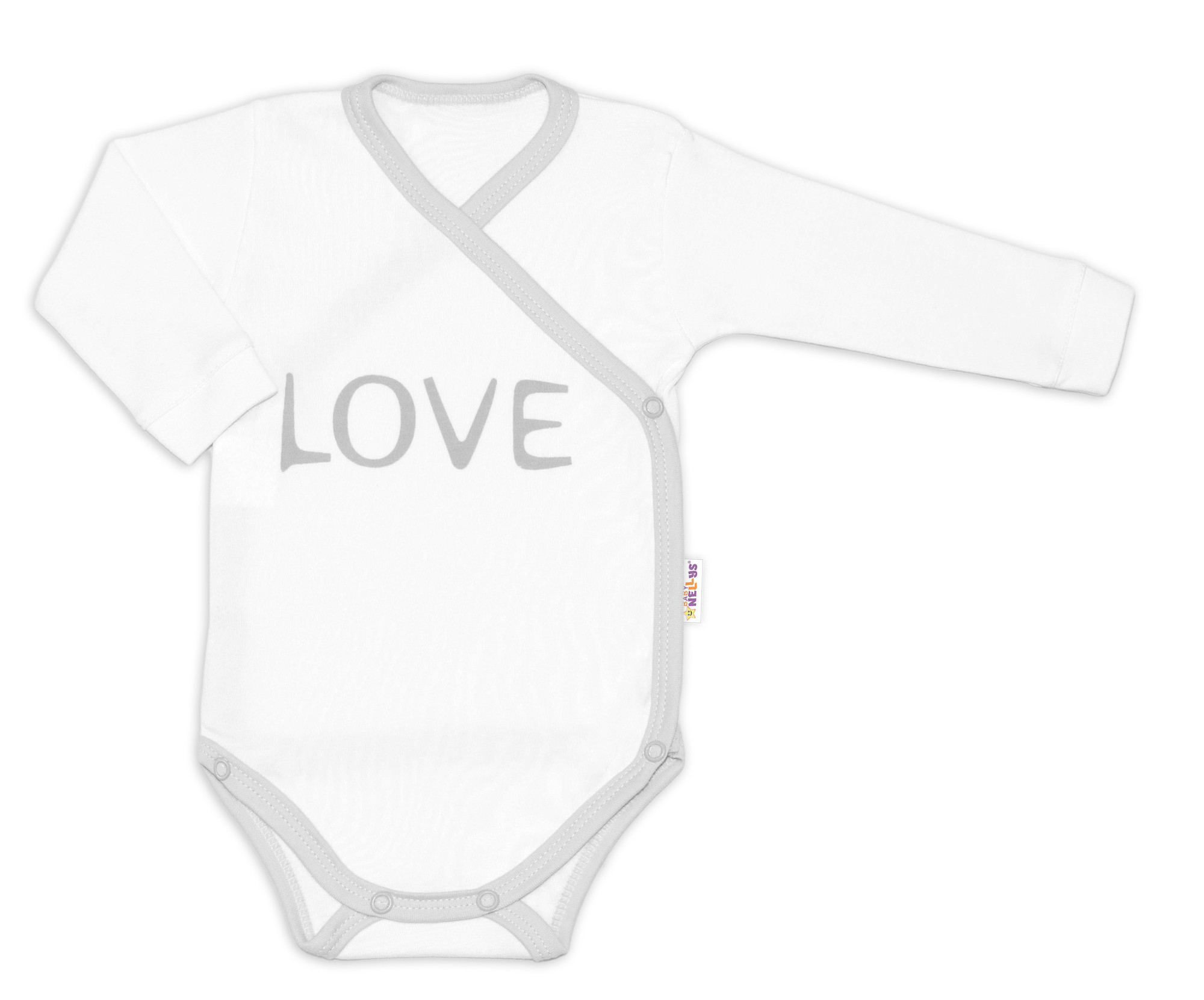 Baby Nellys Body dlouhý rukáv Love - zapínání bokem