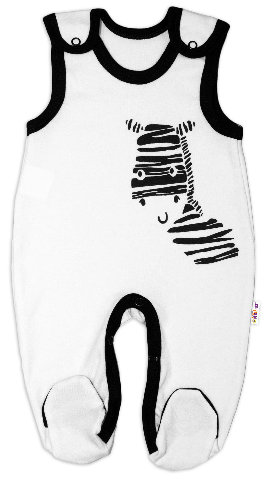 Baby Nellys Kojenecké bavlněné dupačky  Zebra - bílé vel. 56 Baby Nellys