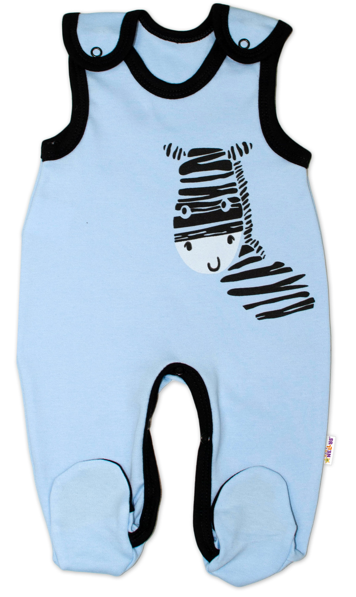 Baby Nellys Kojenecké bavlněné dupačky  Zebra - modré vel.  62 Baby Nellys