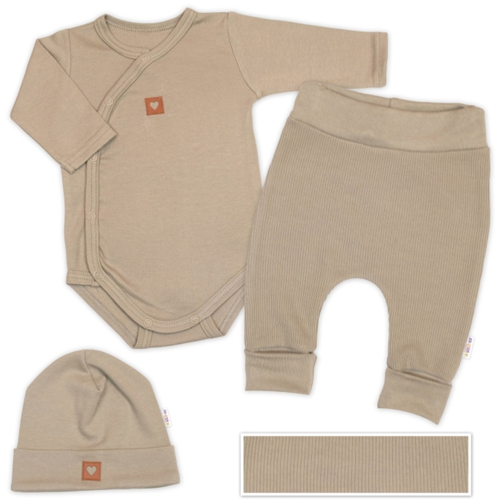 Baby Nellys Rostoucí 3dílná sada pro miminko Nature - taupe