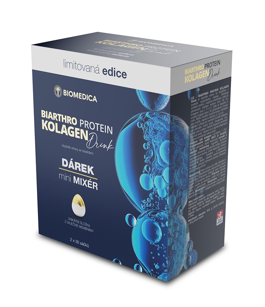 Biomedica Biathro Protein Kolagen Drink 2x30 sáčků + mini mixér Biomedica
