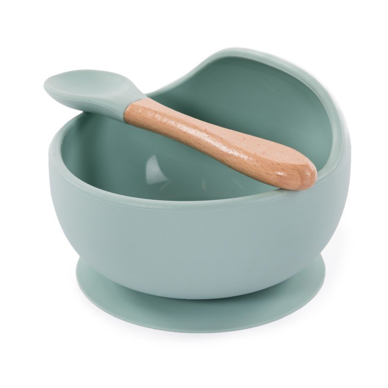 Bo Jungle silikonová miska s přísavkou a lžičkou Pastel Blue Bo Jungle