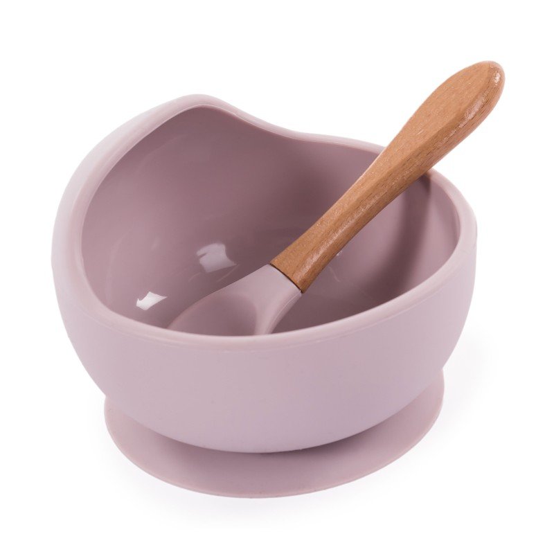Bo Jungle silikonová miska s přísavkou a lžičkou Pastel Pink Bo Jungle