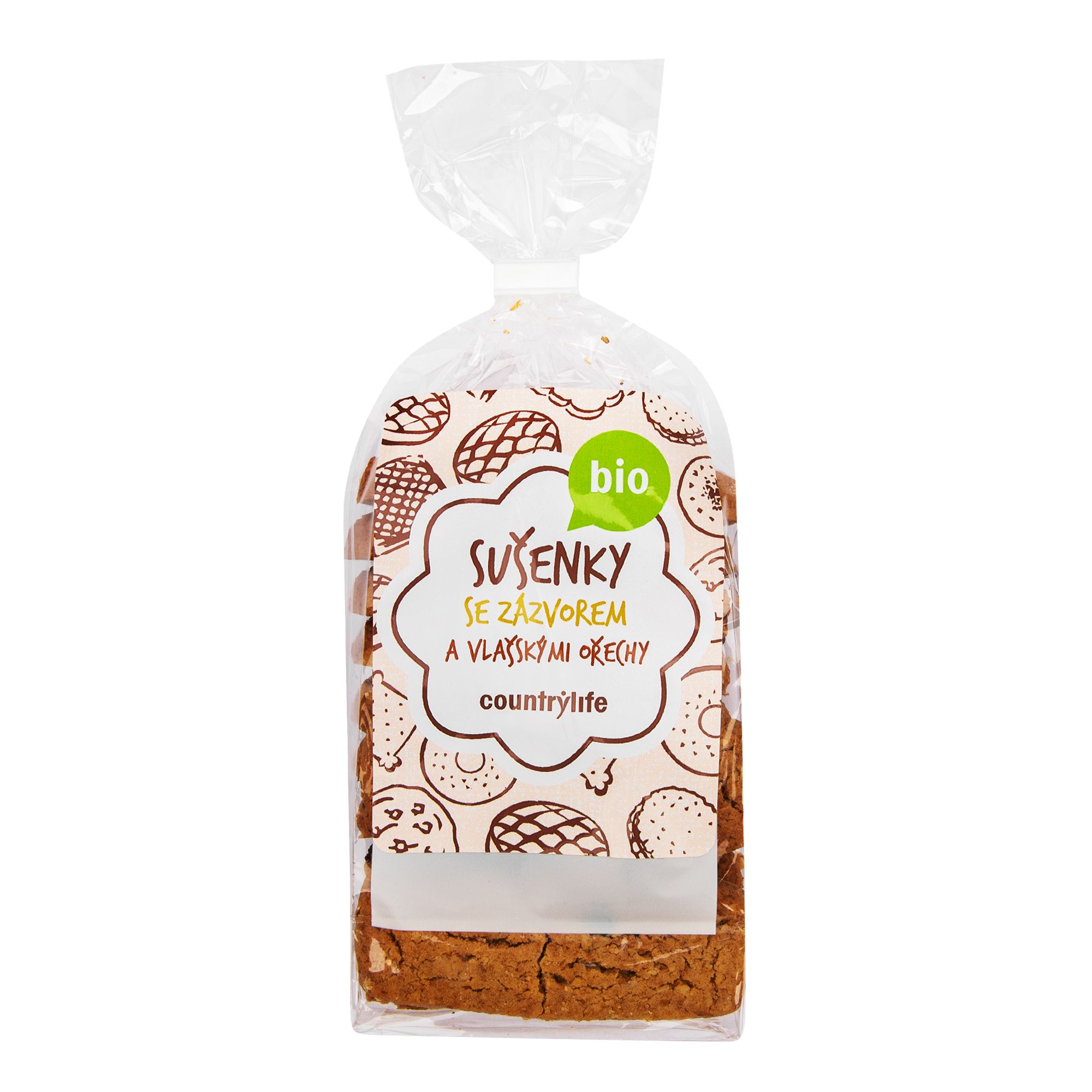 Country Life Sušenky se zázvorem a vlašskými ořechy BIO 175 g Country Life
