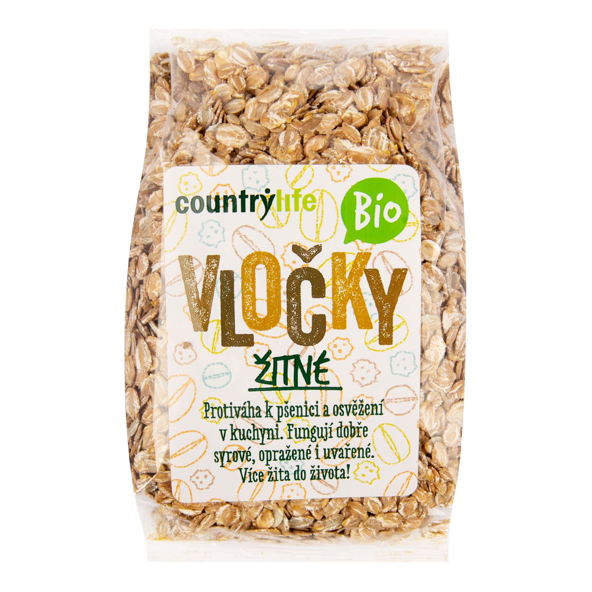 Country Life Vločky žitné BIO 250 g Country Life
